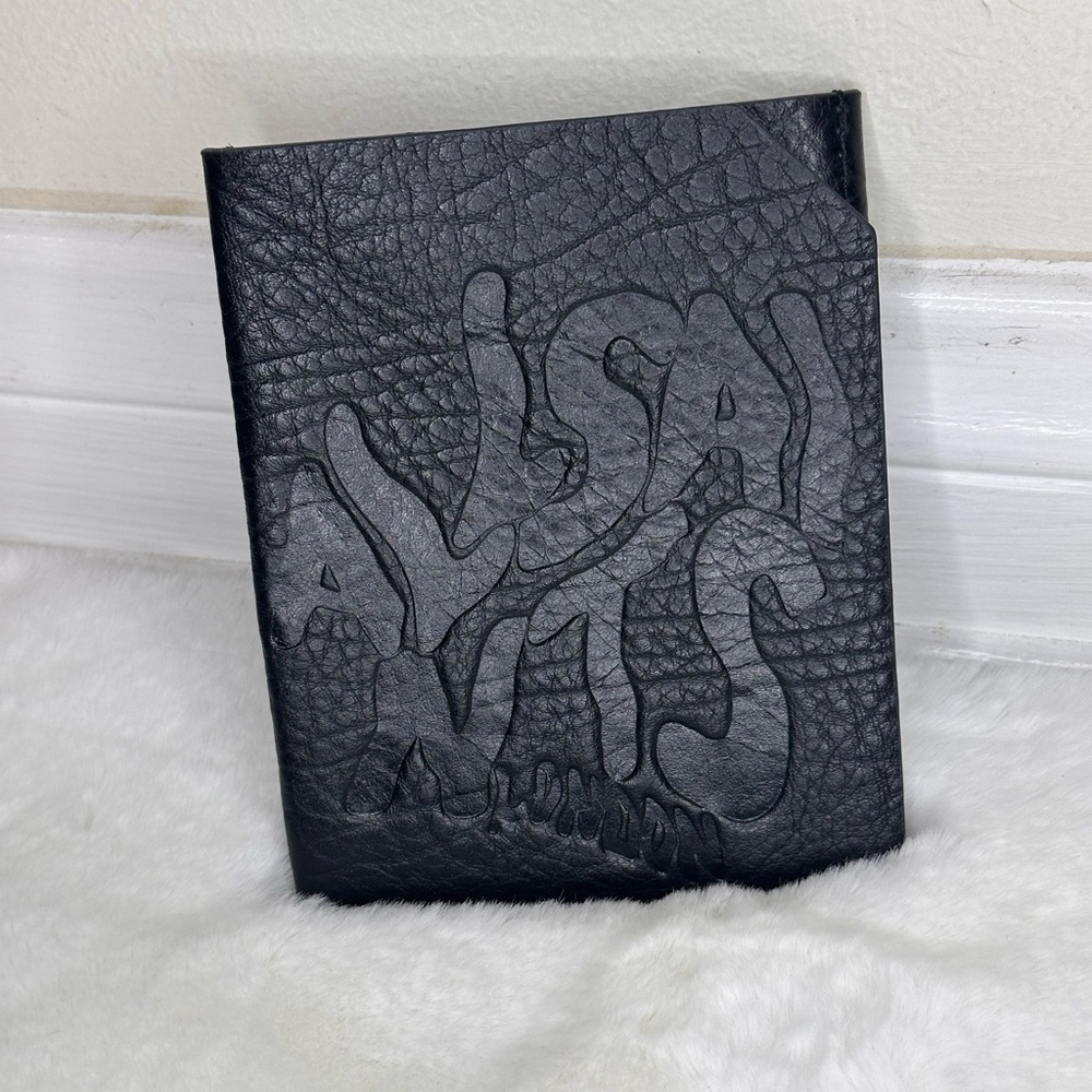 AllSaints Black Leather Passport Holder